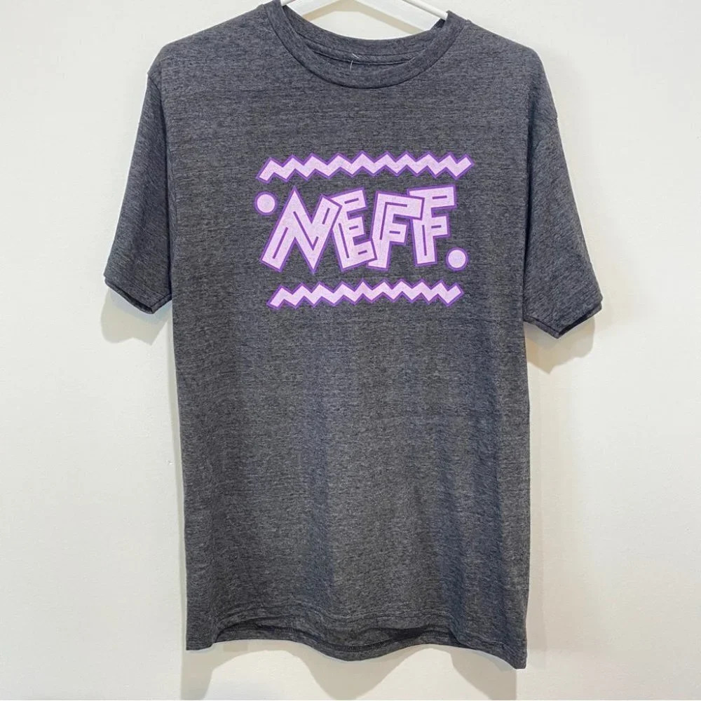 NEFF Disney Logo T-Shirt 90s Retro Size M in Grey Purple Unisex NWT